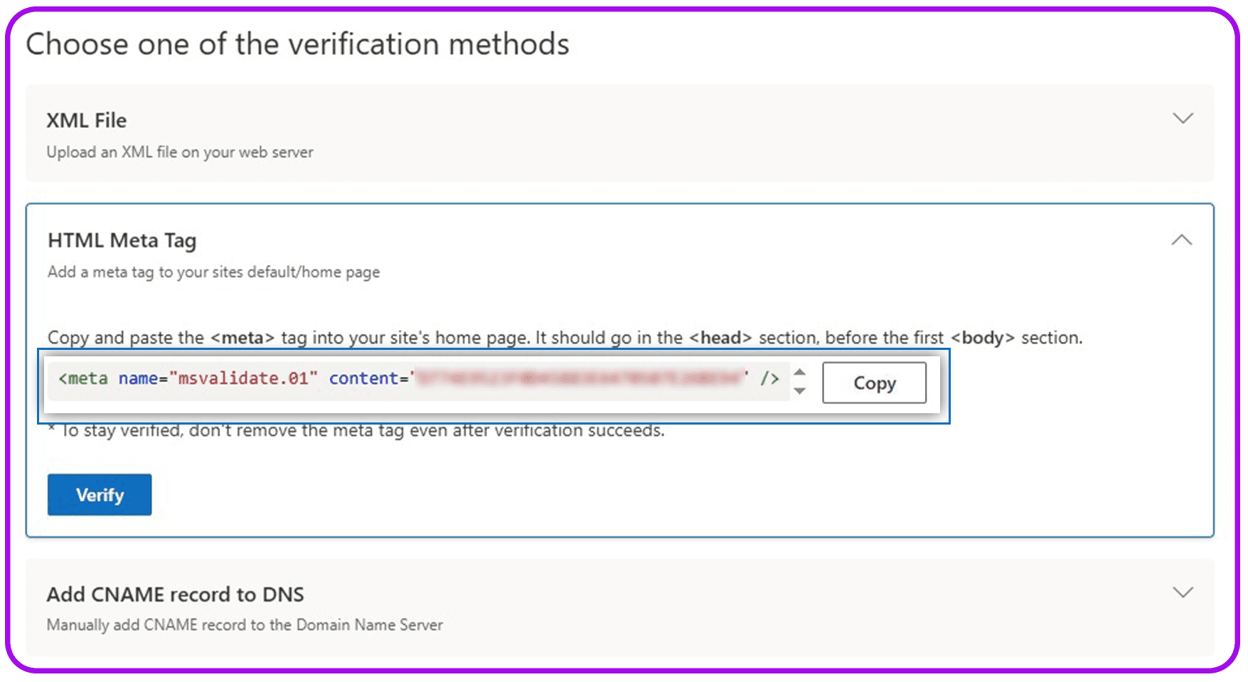 Bing Webmaster Tool setup process